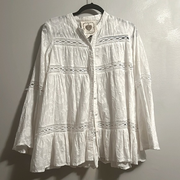 💗Z&L eyelet white blouse size S regencycore - Picture 1 of 12